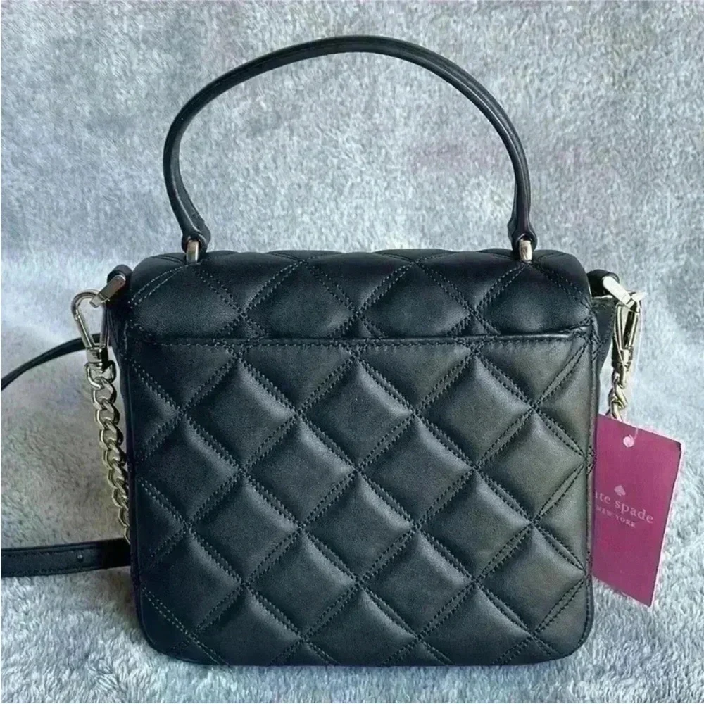 Kate Spade Natalia Quilted Leather Square Crossbody in Black NWT